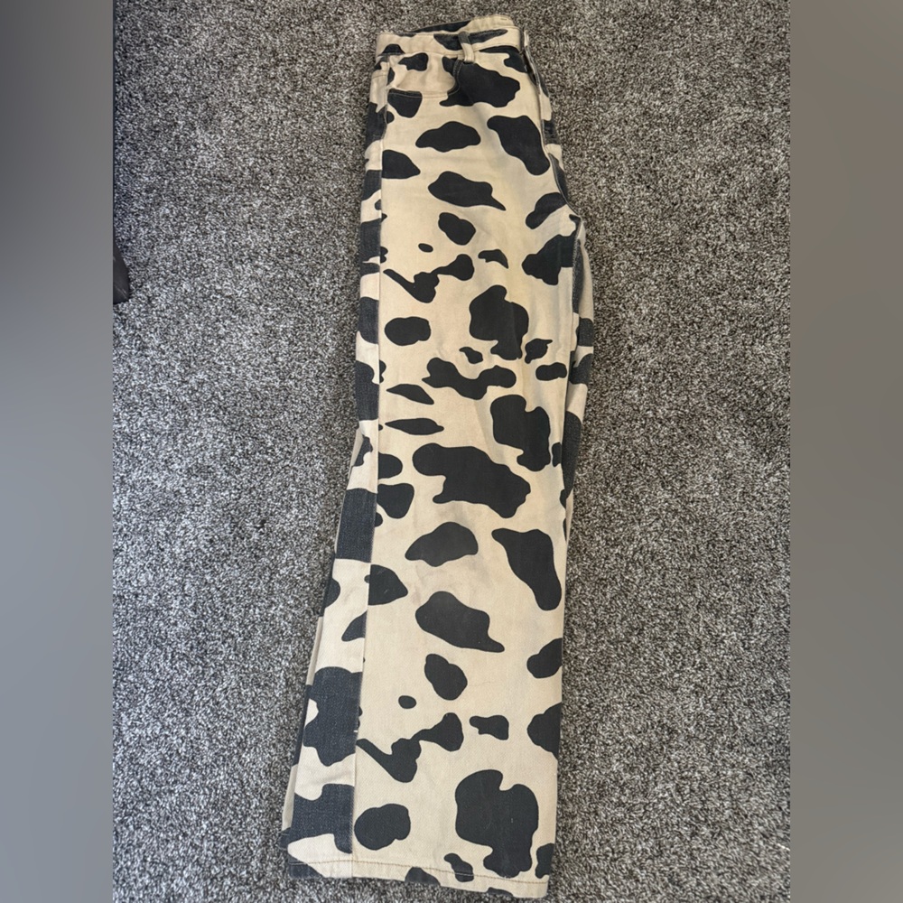 Cow Print Flare & Wide Leg Jeans